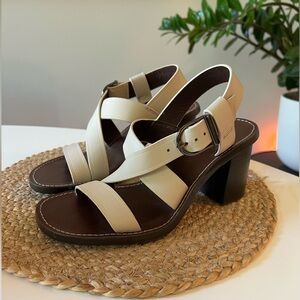 Zara Cream Strappy Block Heels